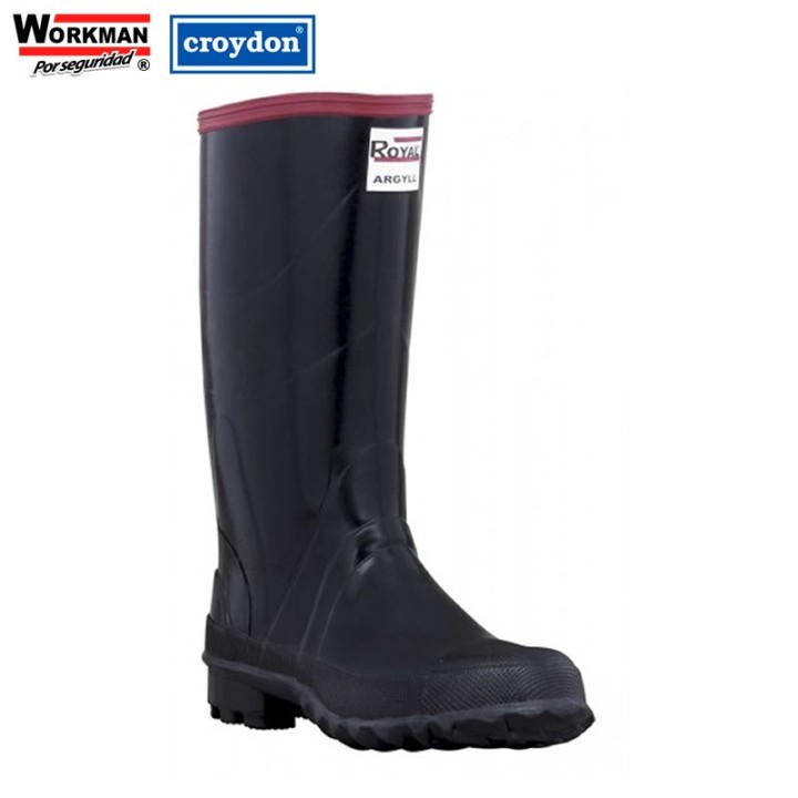 Bota Pvc Croydon Super Argyll Negro C/P Tallas 35-46 Botas En Caucho Vulcanizado Para Trabajo Pesado.