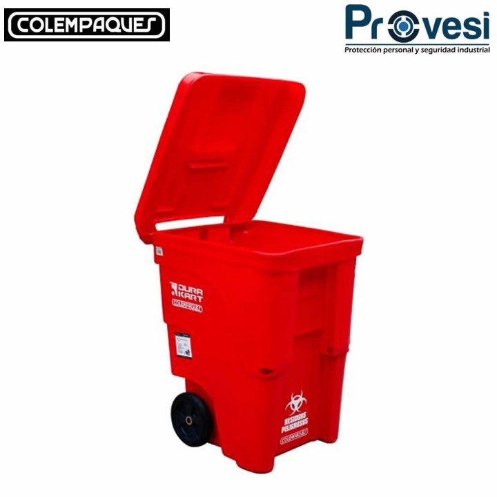 16010161 - Carro Basura Durakart 90 Galones Rojo Colempaques 