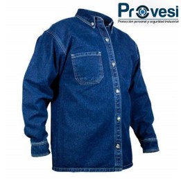 Camisa Jean Manga Larga Gruesa 14 Onzas Hombre
