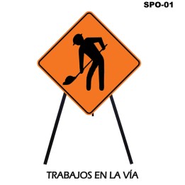 Señal Obra Tripode Maquinaria en la Via SPO-02 60x60