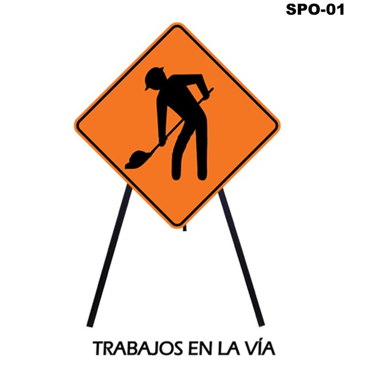 Señal Obra Tripode Maquinaria en la Via SPO-02 60x60