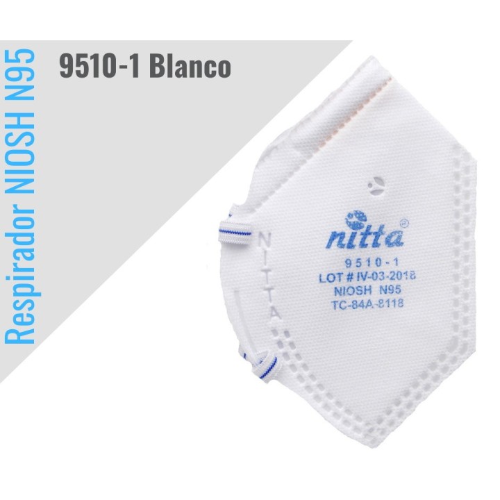 Respirador Nitta 9510 N95 Plegable Blanco Material Particulado