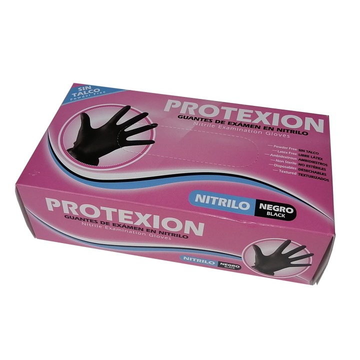 Guante Examen Nitrilo Protexion Negro Caja X100 Unidades