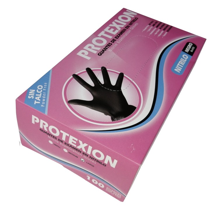 Guante Examen Nitrilo Protexion Negro Caja X100 Unidades