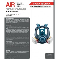 Respirador Air Safety Cara Completa Silicona Talla M FFS990M