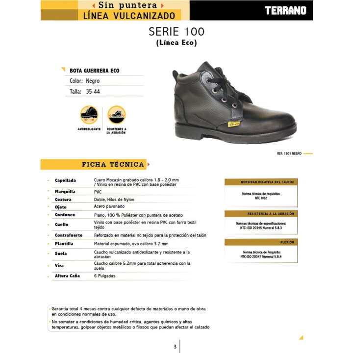 Bota Guerrera Terrano 1001 Sin Puntera