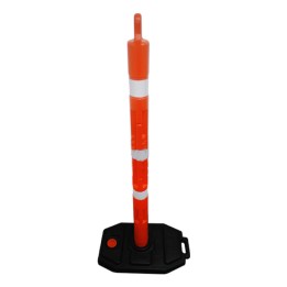 Señalizador Vial Tubular Base Negra (Baliza) 3 Reflectivos