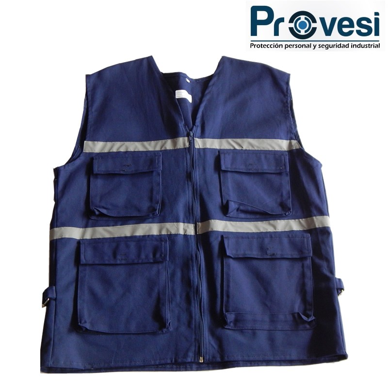 Chaleco Dril Reflectivo/Cierre Cremallera Con Bolsillos Dama