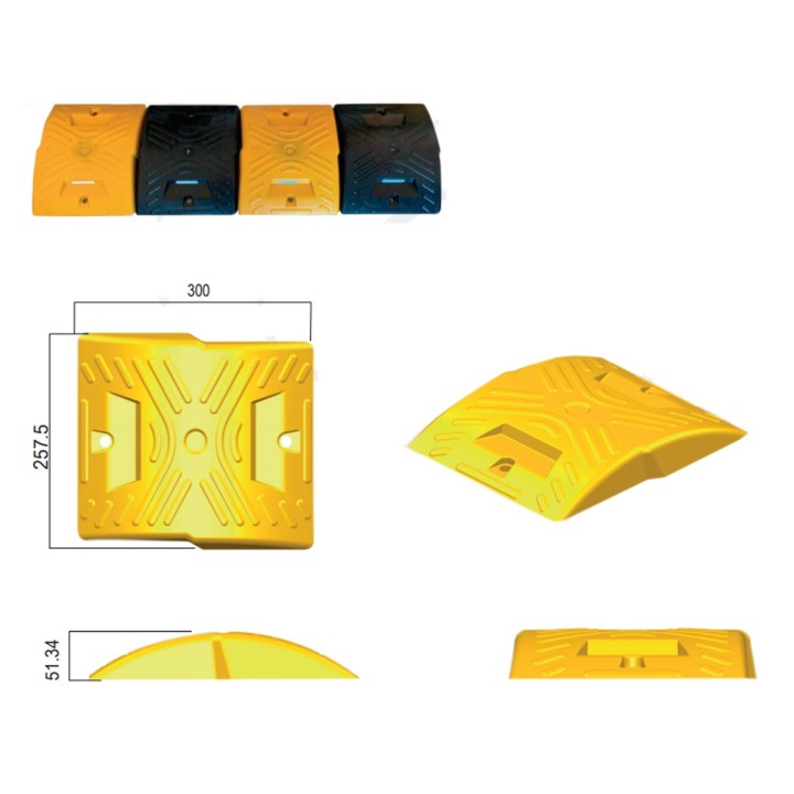 Reductor Velocidad Trafico Medio 100x30x5Cm Amarillo-Negro con Tornillos TG