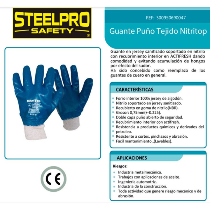 Guante Nitritop Liso Puño Cerrado Steelpro