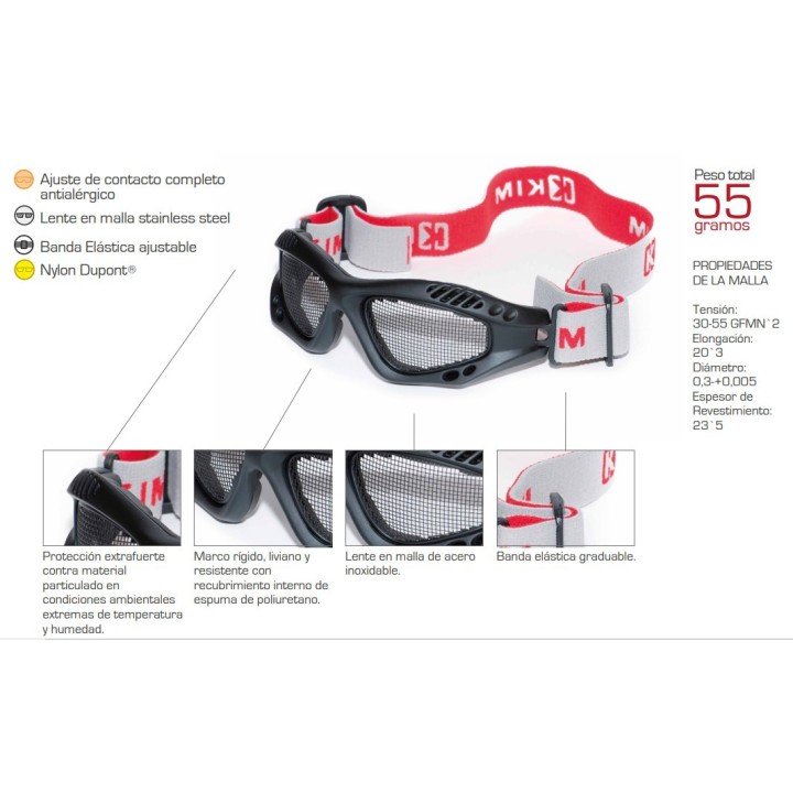 Monogafas Spider Malla Acero Odiseo Mesh Spider Kim