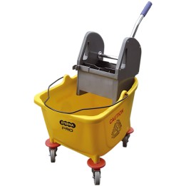 Carro Exprimidor de Traperos Balde con Escurridor y Palanca 30 Litros Amarillo Eterna Pro