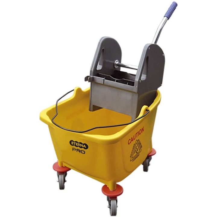Carro Exprimidor de Traperos Balde con Escurridor y Palanca 30 Litros Amarillo Eterna Pro