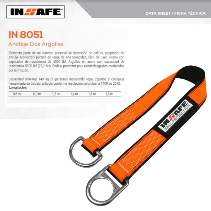 Anclaje 2 Argollas 90cm IN-8051 INSAFE TIEOFF
