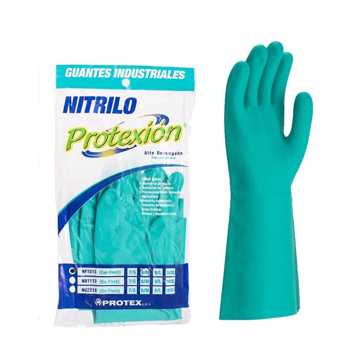 Guante Nitrilo Verde 13Pulg Con Flock Protexion
