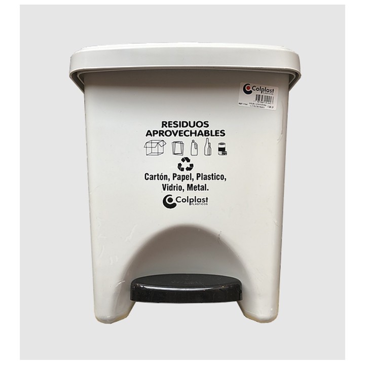 Papelera Pedal Plana 22 Lts Blanco ColPlast