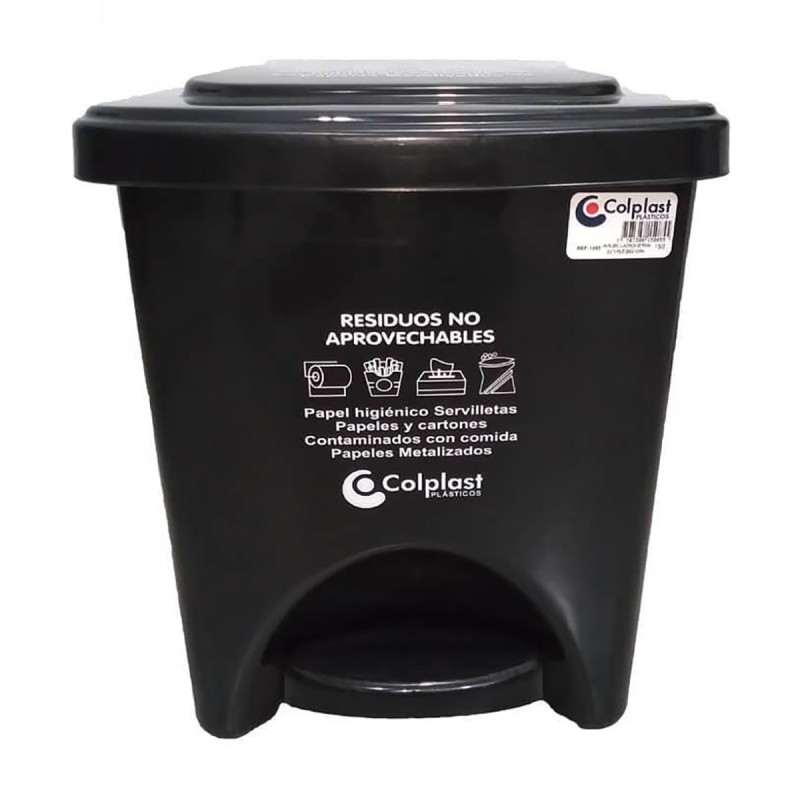 Papelera Pedal Plana 22 Lts Negra ColPlast