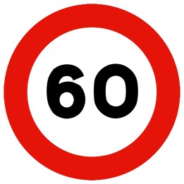 Señal VELOCIDAD MAXIMA 60KM SRO-30 75 x 75 cms