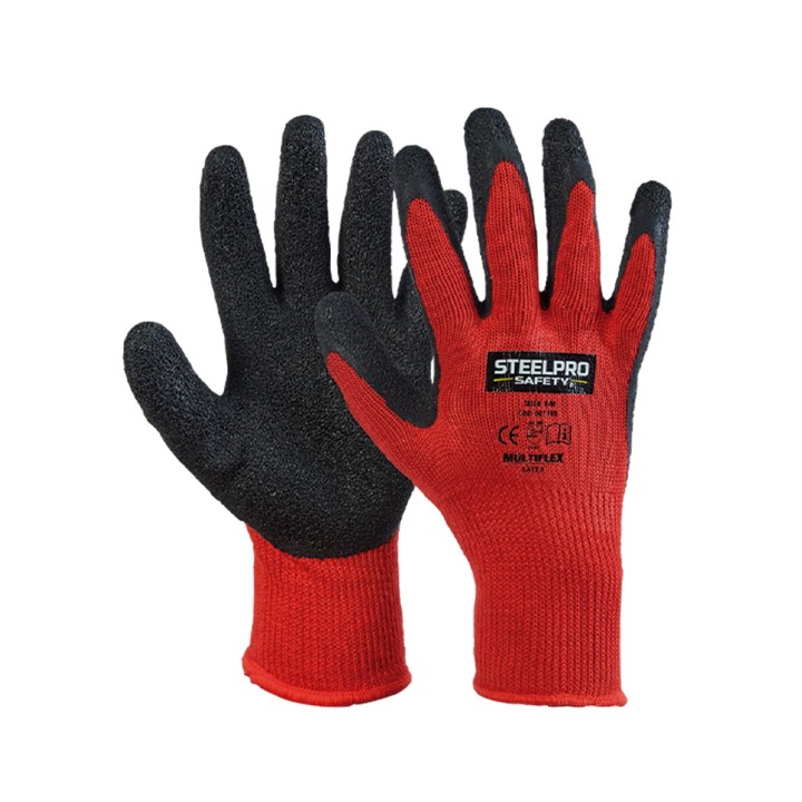 Guante Latex Multiflex Rojo Steelpro
