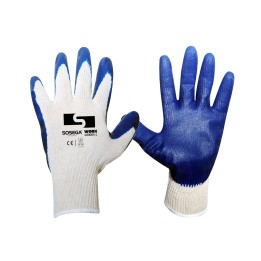 Guante Latex Liso Hilaza Azul Work Sosega
