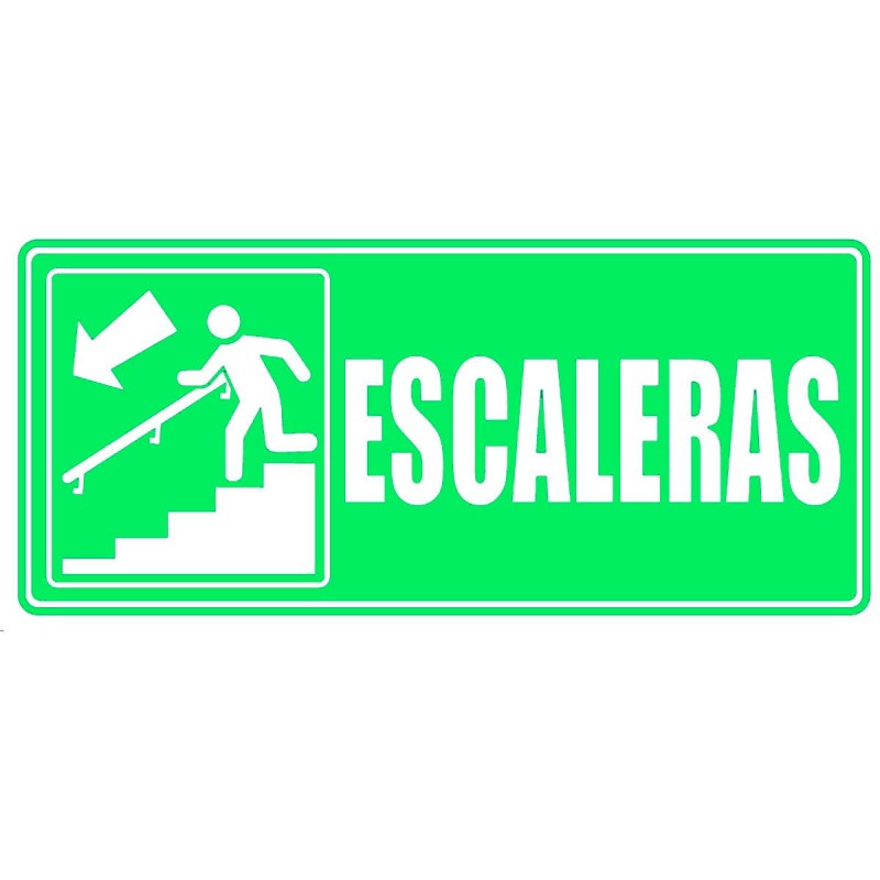 Señal Fotoluminiscente Escalera Bajando Izquierda 30x15