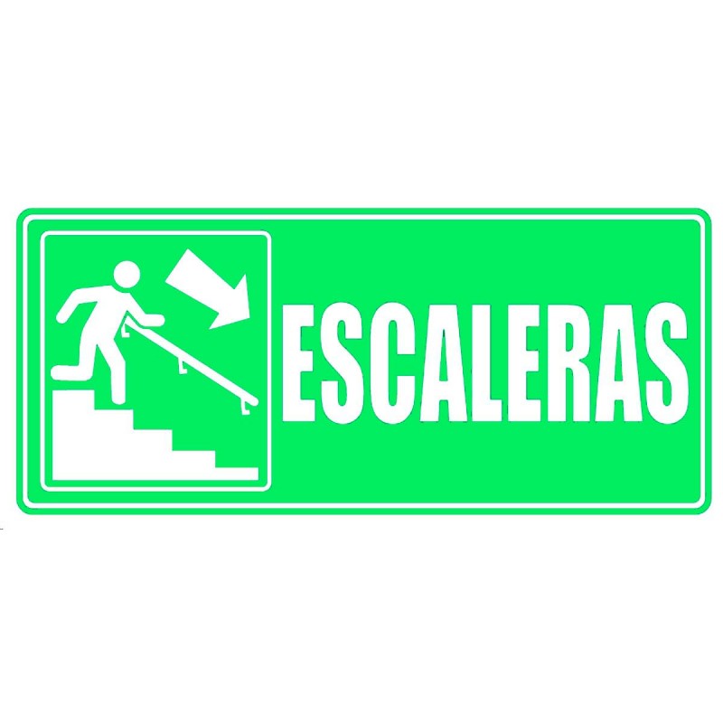 Señal Fotoluminiscente Escalera Bajando Derecha 30x15