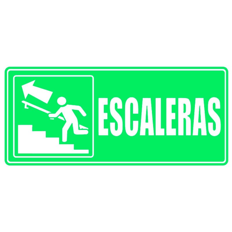 Señal Fotoluminiscente Escalera Subiendo Izquierda 30x15