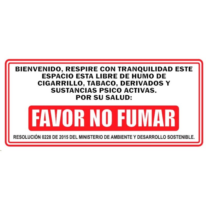 Señal Fotoluminiscente Favor No Fumar 30x15