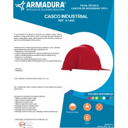 Casco Industrial Tafilete Plástico A-1400 4 Apoyos y 3 Puntos para barbuquejo