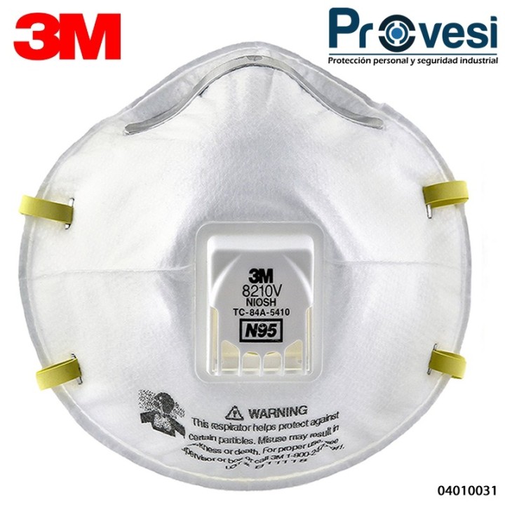 Safe 8210V Respirador Valvula Mat/Part. N95 04010031 - Mascarilla Valvula Material Particulado N95 8210V