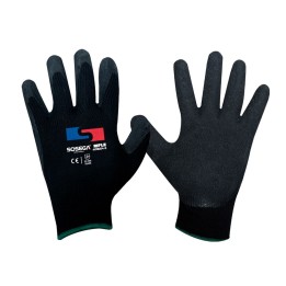Guante Latex Corrugado Poliester Negro Rifle Sosega