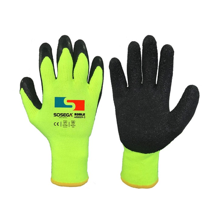 Guante Latex Corrugado Negro Algodón Acrilico Verde Roble Sosega