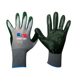 Guante Nitrilo Liso Verde Poliester Force Sosega 400015