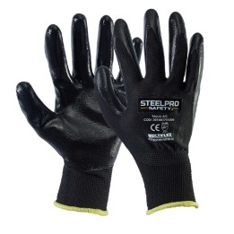 Guante Multiflex Polyester Nitrilo Negro Steelpro