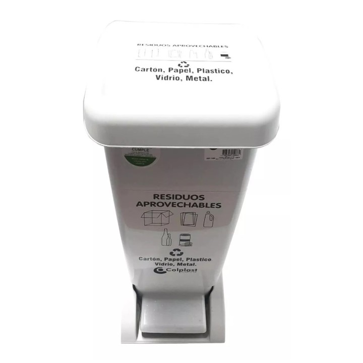 Papelera Pedal Plana 22 Lts Blanco ColPlast