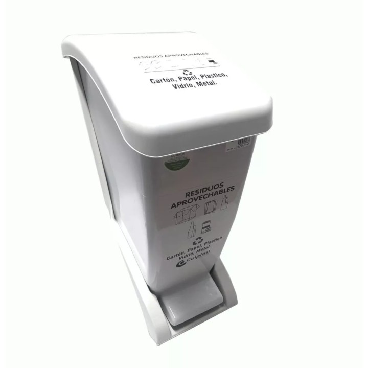 Papelera Pedal Plana 22 Lts Blanco ColPlast