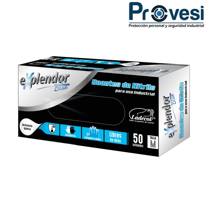 01040010 - Guante Examen Nitrilo Explendor Blue Uso Industrial Caja X50 Unid Precision Care
