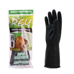 Guante Plastico Calibre 25 Negro Protexion Industrial Bicolor El Rey
