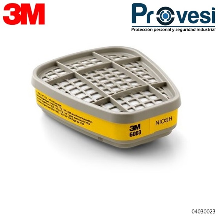 Cartucho 3M 6003 Contra Vapores Orgánicos Y Gases Ácidos / 04030023 - Cartucho 3M 6003 V/Organicos G/Acidos Pqte X2Und
