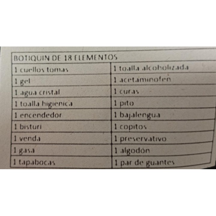 Botiquin Lona 18 Elementos