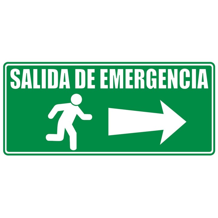 Señal Salida De Emergencia Flecha Derecha 30X15