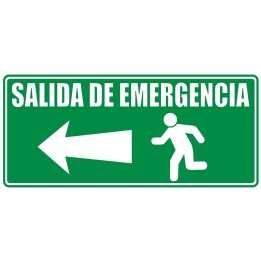 Señal Salida De Emergencia Flecha Izquierda 30X15