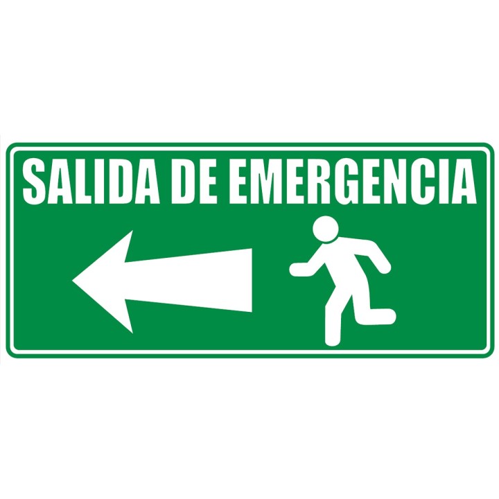 Señal Salida De Emergencia Flecha Izquierda 30X15