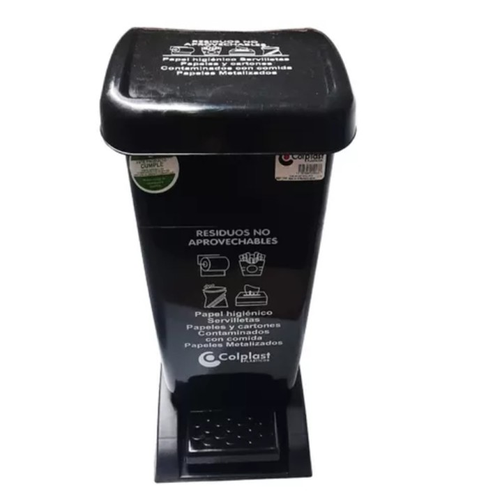 Papelera Pedal 30 Lts Negro ColPlast
