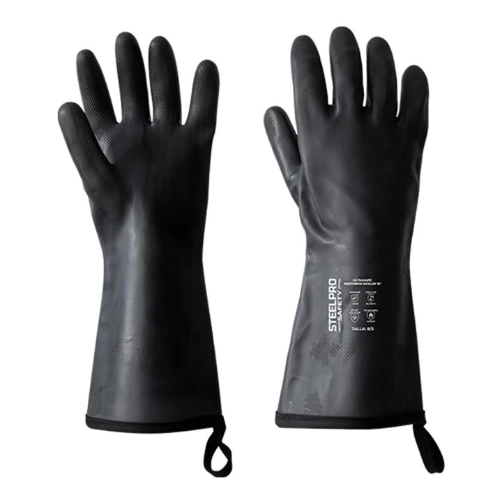 Guante Ultrasafe Neotherm Kevlar Negro 13 Pulg Altas Temperaturas Neopreno 350 Grados Steelpro