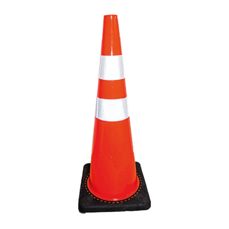 Cono 90 Cms Pvc Base Negra 2 Reflectivos