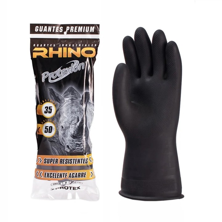 Guante Plastico Calibre 50 Negro Protexion Industrial Rhino