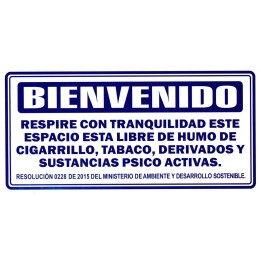 Señal Espacio Libre de Humo 30x15