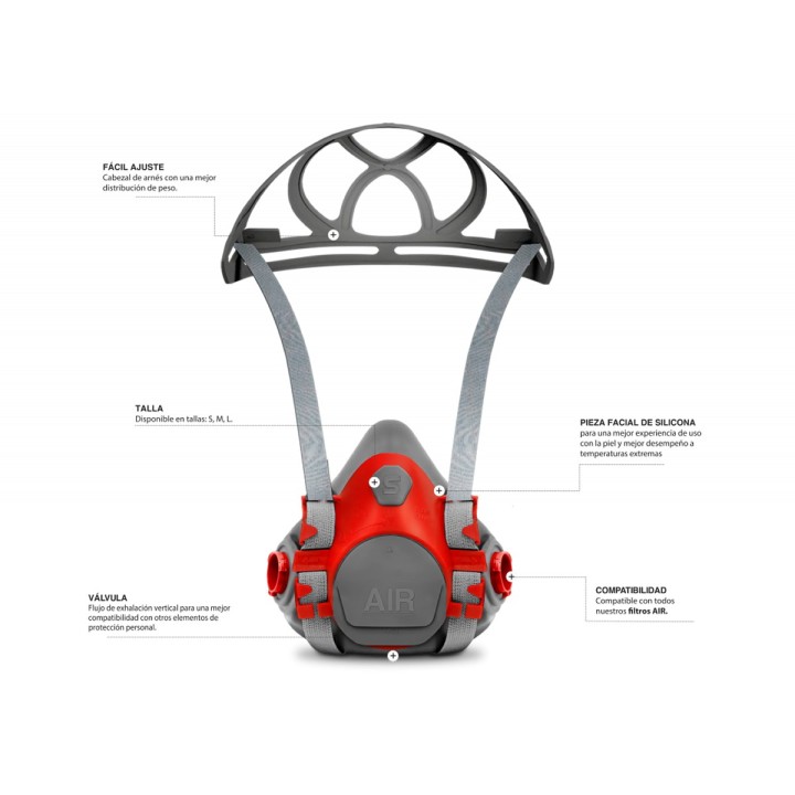 Respirador Air Safety Media Cara Silicona Talla M S950M