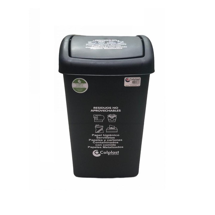 Papelera Vaiven 36 Lts Negro ColPlast